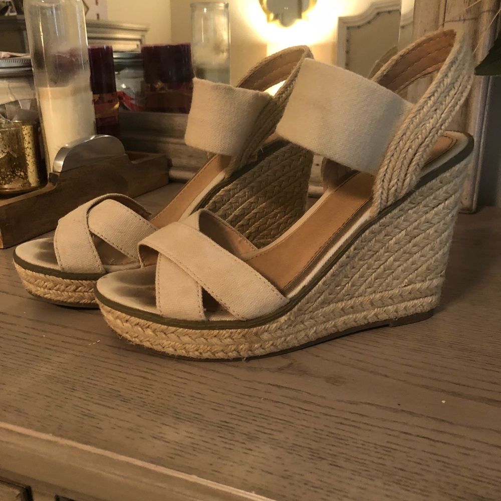 Tan espadrille wedges